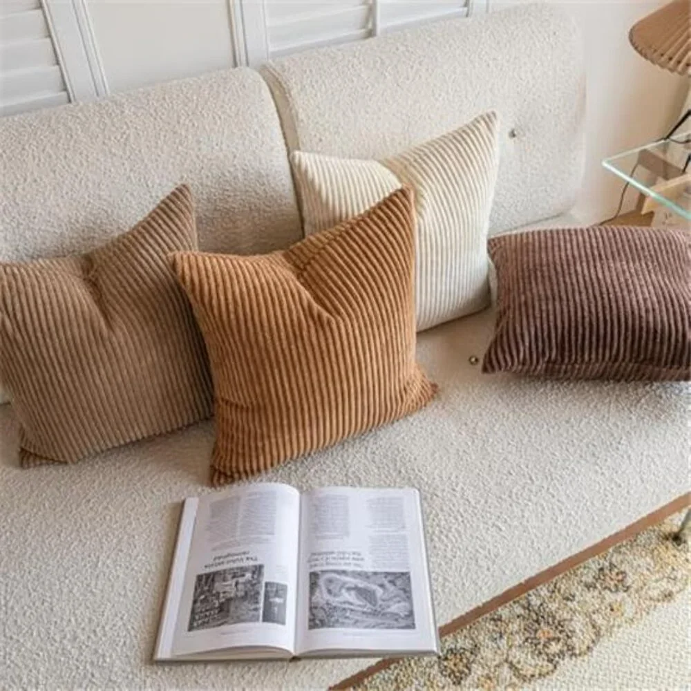 Neutral Couch Throw Pillow Covers 18x18 Inch Set of 4 Decorative
